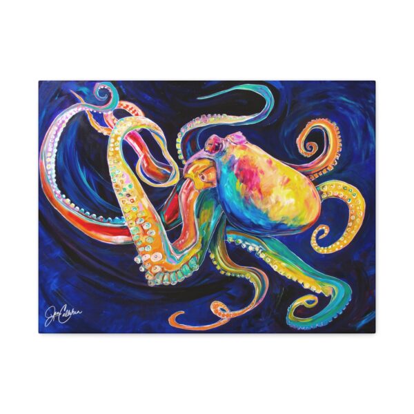 Jen Callahan Art | Rainbow Octopus Wrapped Canvas - Bright Beach House Wall Art