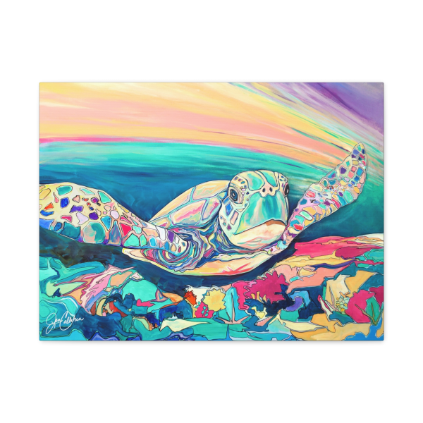 Jen Callahan Art | Rainbow Turtle Canvas Print Gallery Wrapped Ready to Hang