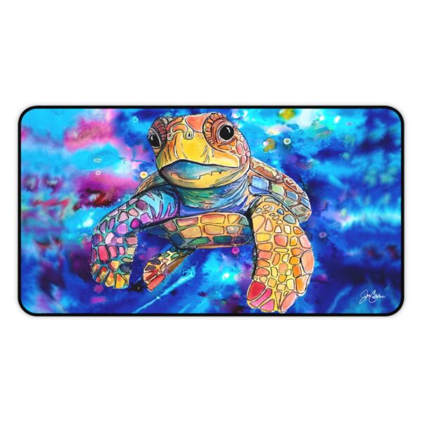 Baby Sea Turtle Desk Mat | Coastal Ocean Decor, Colorful Beach House Accent