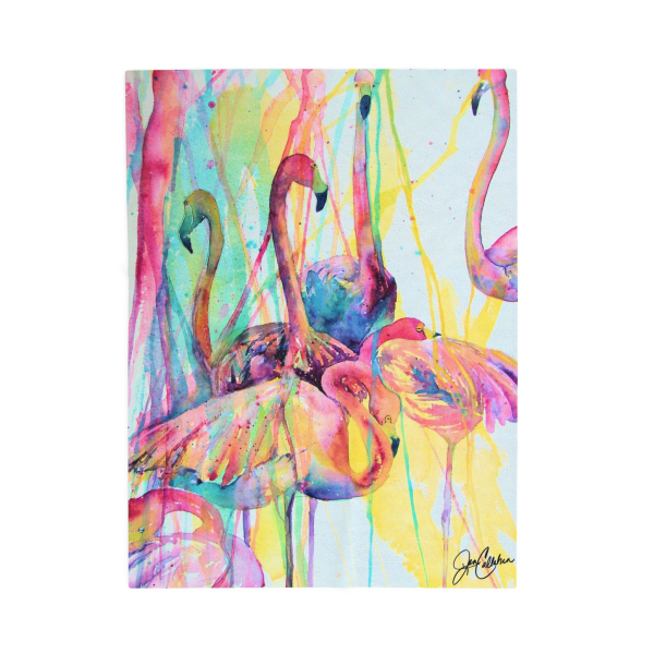 Flamingo 1 Blanket ornithologist a zoologist Gift studies birds bird watcher. Jen Callahan  Painting twin 60"x 80"/or throw blanket