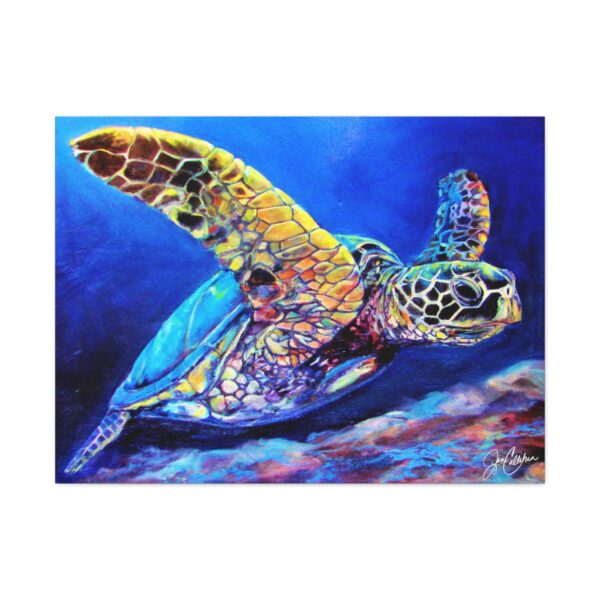 Jen Callahan Artwork | “Milton Turtle” Sea Turtle Art Artwork wall decor beach house Canvas Print