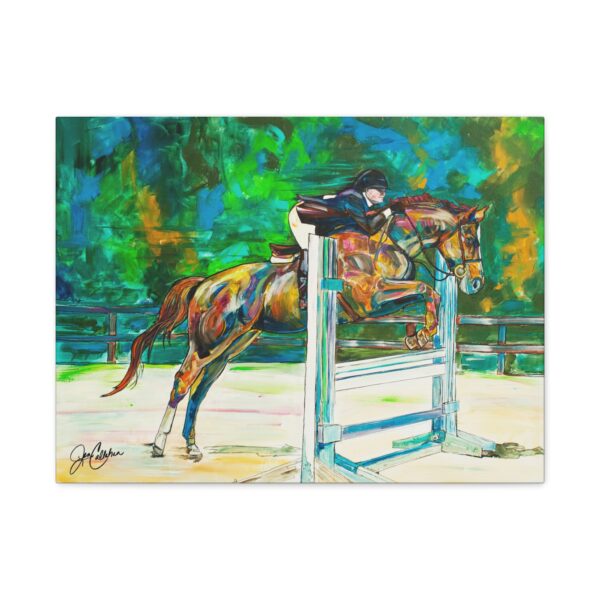 Jen Callahan Art | “Jenny Jump" Horse Jumping Canvas Print, Gallery Wrapped