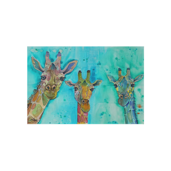 Jen Callahan Artist Mat | "Giraffe Gossip" Quick-Dry Outdoor Rug | Free Shipping