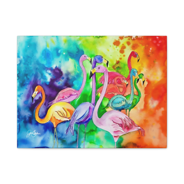 Jen Callahan Art | Flamingo Color Explosion Canvas Art — Vibrant Beach House Pop Painting