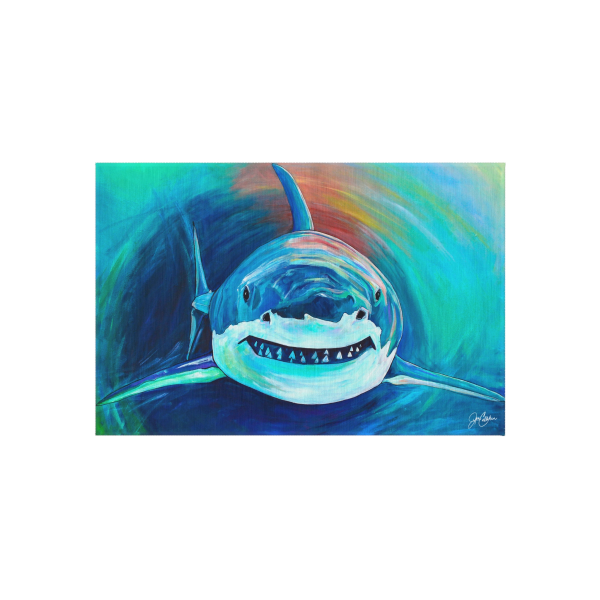 Jen Callahan Artist Mat | "Shark Attack" Quick-Dry Outdoor Rug | Free Shipping