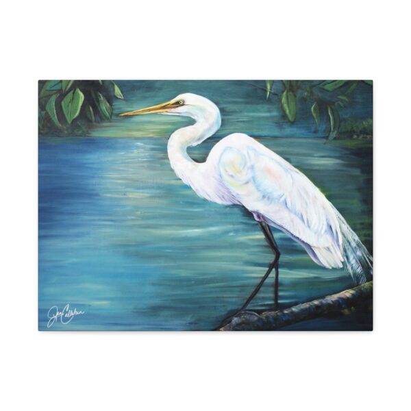 Great White Egret Oil Matte Canvas Wall Art — Stretched 1.25"