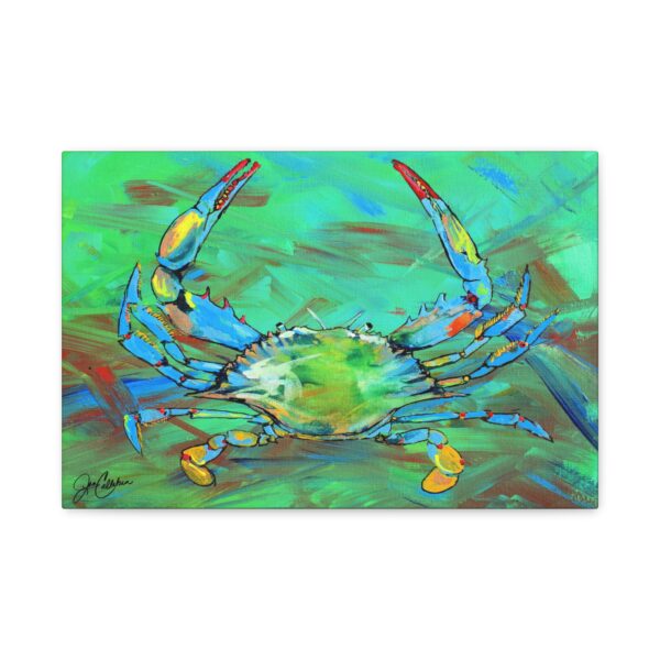 Jen Callahan Art | “Crab Show” Crab Series Kitchen Riverhouse Beach House Decor Canvas Print Colorful Wall Art
