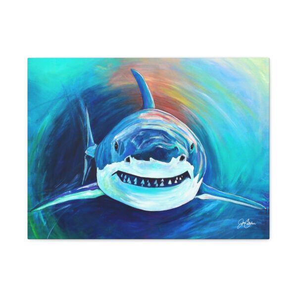 Jen Callahan Art | "Shark Attack" Great White Shark ichthyology gift wall art canvas Jen Callahan Original Reproduction