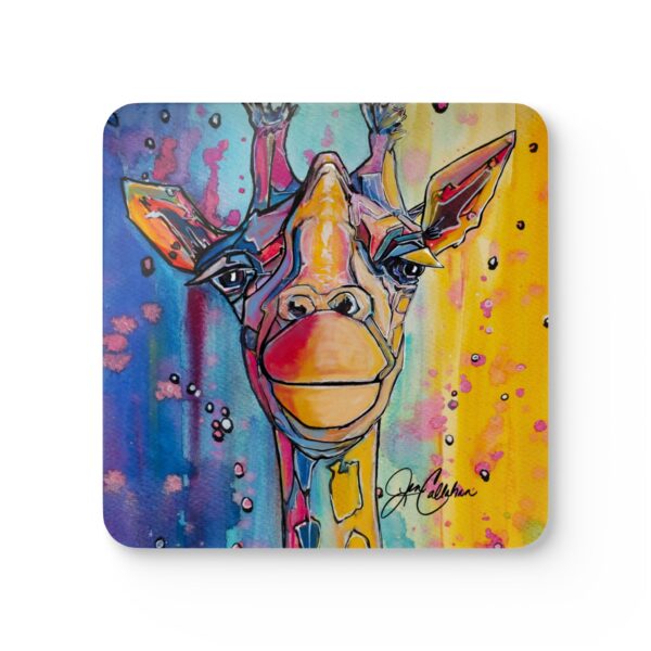 "Happy the Giraffe" by Jen Callahan / into a 4pcs Corkwood Coaster Set - So Cute!