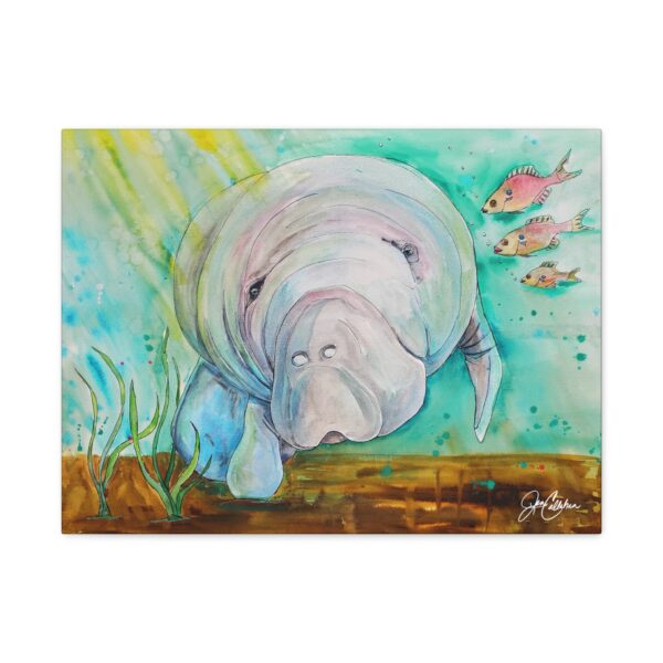 Jen Callahan Art | Floating With Friends Manatee painting printed on Canvas Print Gallery Wrapped Ready to Hang