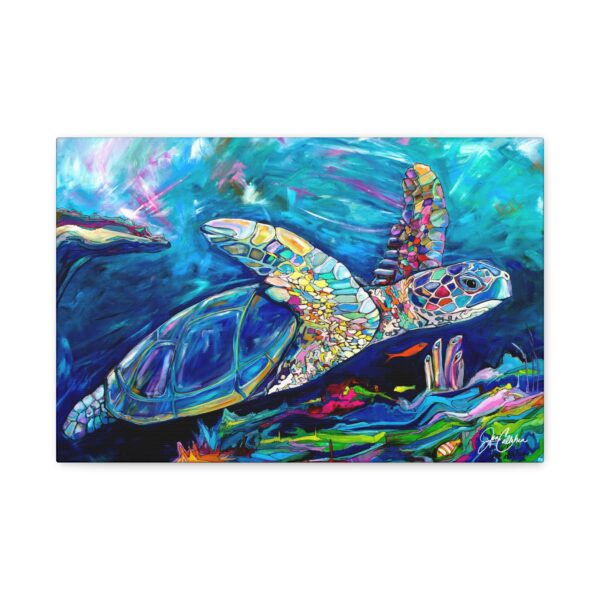 Jen Callahan Art | "Belize Turtle" Canvas Wall Art — Sea Turtle Beach House Decor