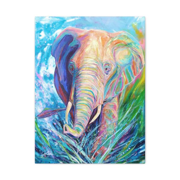 Jen Callahan Art | Water Splash Elephant Canvas Print Gallery Wrapped Ready to Hang