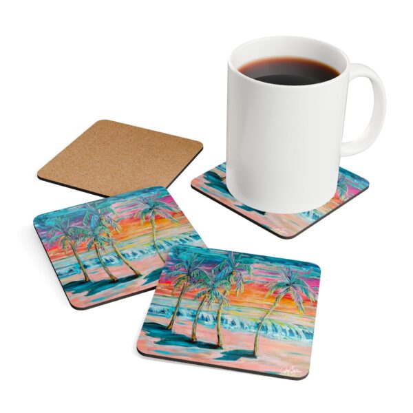 "Palm Trees" by Jen Callahan / into a 4pcs Corkwood Coaster Set - So Cute!