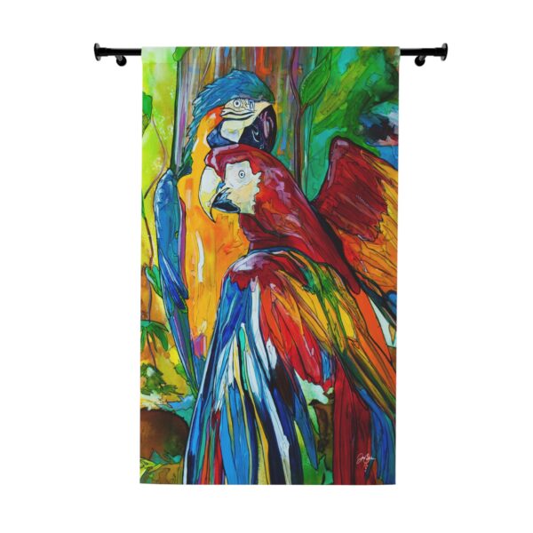NEW💥Window Curtain Panels made with Jen Callahan's Painting Macaw "Parrot Gossip"
