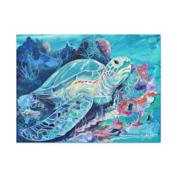 Jen Callahan Art | Sweetpea Turtle Canvas Print — Beach Wall Art for Nursery, Beach House & Airbnb