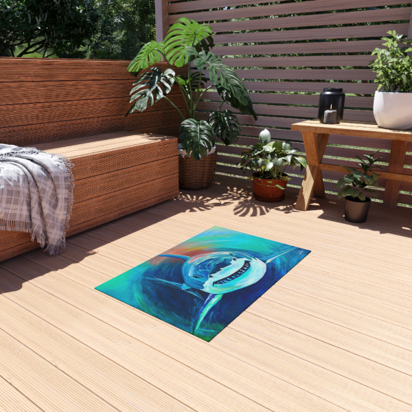 Jen Callahan Artist Mat | "Shark Attack" Quick-Dry Outdoor Rug