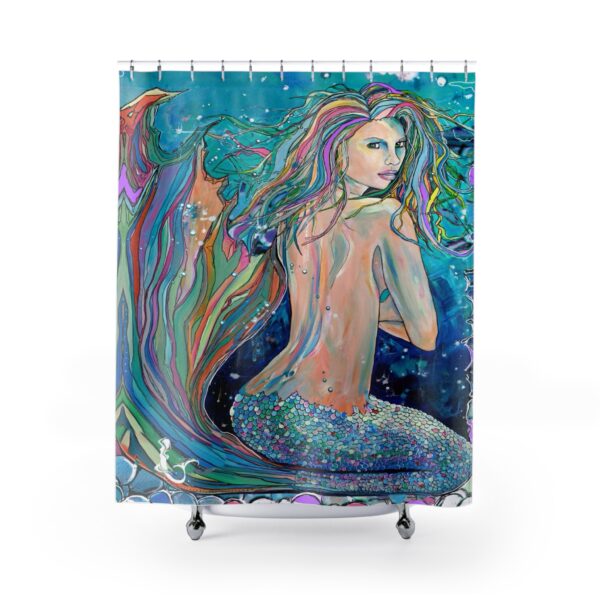 Mermaid Shower Curtain "Pastel Mermaid" a painting by Jen Callahan Made into Bathroom Decor