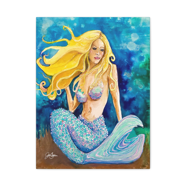 Jen Callahan Art | Mermaid Painting Print “Sherry Mermaid” and Printed on Canvas and Gallery Wrapped and Ready to Hang