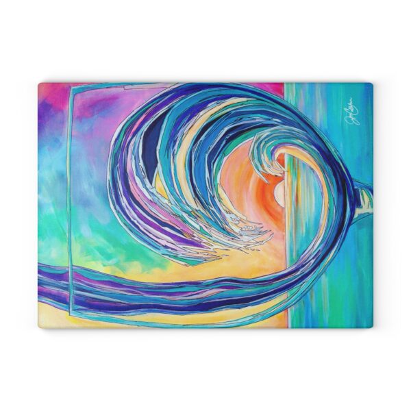 Wine Beach Art - Glass Cutting Board made from Jen Callahan © Painting “Last Call”