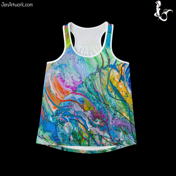 VA Beach Jellyfish Racerback Tank by Jen Callahan "NEW" Women's Cut Tank Top MADE IN USA Great Gift and Beach Fun Clothes