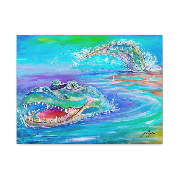 "Gabby the Gator" Alligator Fun Artwork by Jen Callahan, Matte Stretched 1.25" Ready to Hang