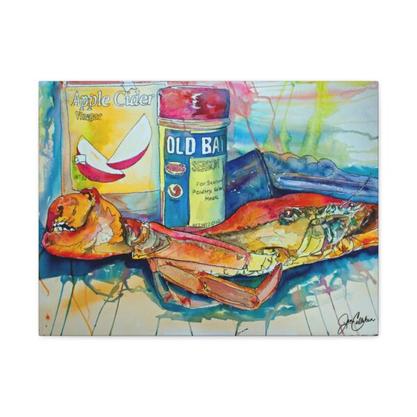 Jen Callahan Art | Blue Crab “Old Bay One” Canvas Print Gallery Wrapped Ready to Hang