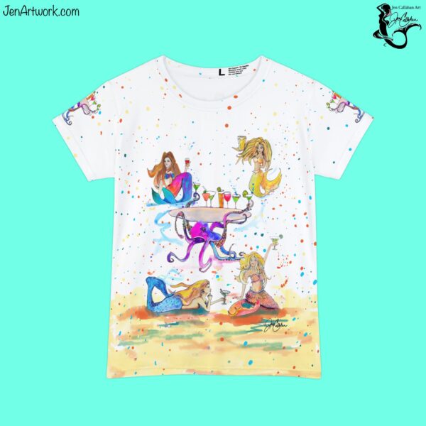 ‘’Bar Mermaid” painting design into T-shirt made from Jen Callahan’s paintings into a Short Sleeve Shirt