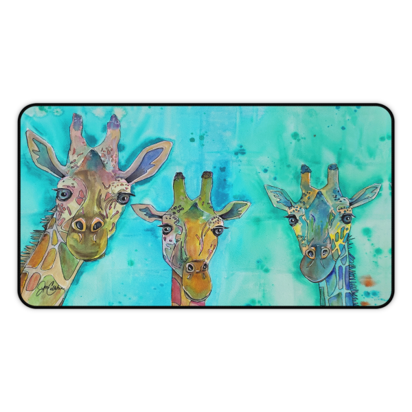Giraffe Gossip Art Desk Mat — Colorful Jen Callahan Painting