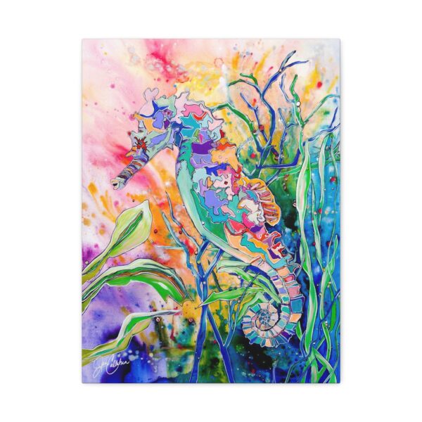 Seahorse Art Canvas Print — "Lilly" Colorful Reproduction by Jen Callahan