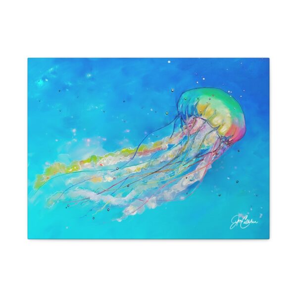 Jen Callahan Artwork | "Single Jelly" Jellyfish Jelly Jellies Fish painting printed on Canvas ready to hang