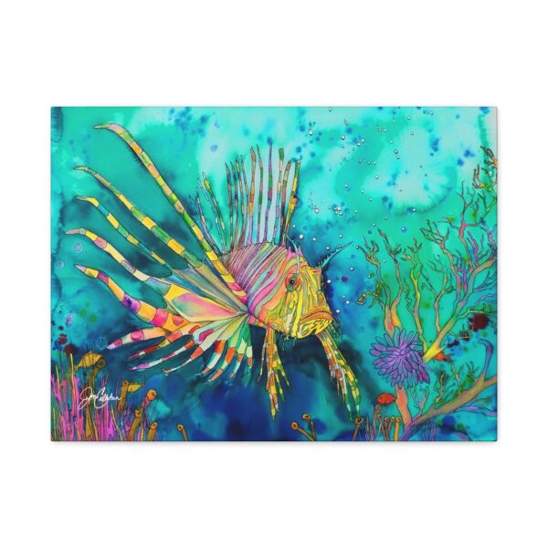 Jen Callahan Art | Coastal Lionfish Coral Canvas — Colorful Jen Callahan Stretched Wall Art