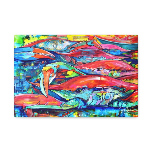Jen Callahan Art | “Red Crabs” Kitchen Riverhouse Beach House Decor Canvas Print Colorful Wall Art