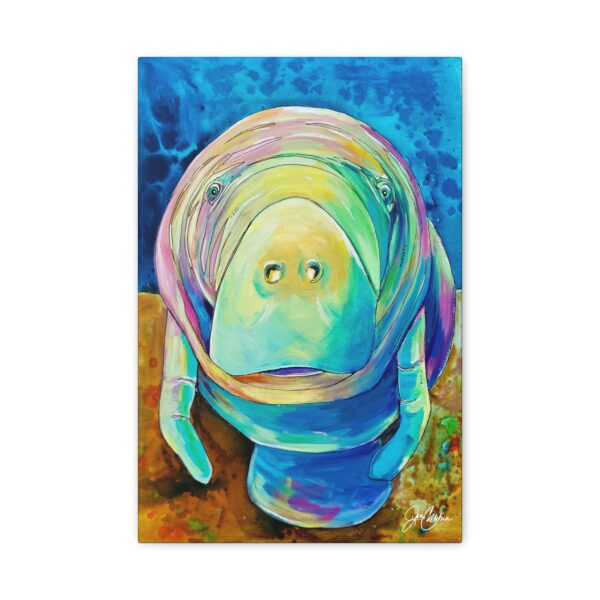 Jen Callahan Art | Chunky Manatee Canvas Wall Art — Beach House River & Ocean Reproduction Print