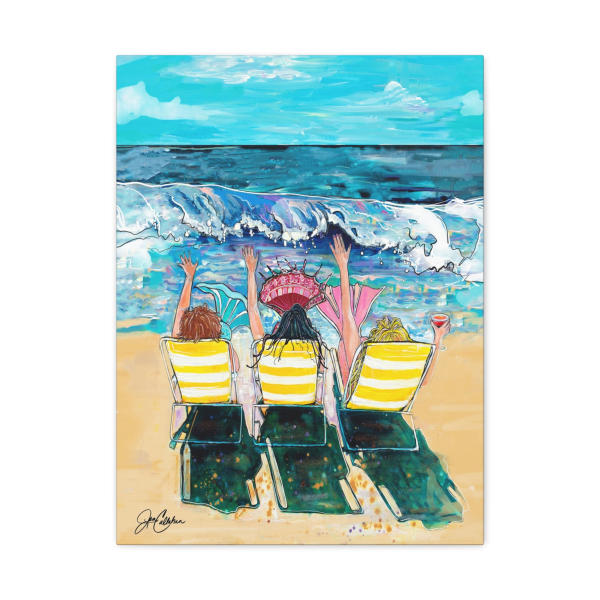 Jen Callahan Art | Mermaid on Vacation Matte Stretched Canvas — Colorful Beach House Wall Art