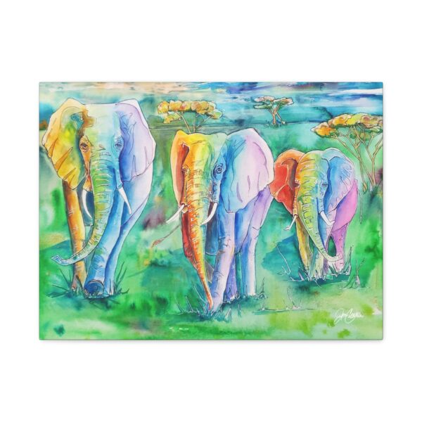 Jen Callahan | Three Rainbow Elephants Painting | Reproduced on Gallery Wrapped Canvas