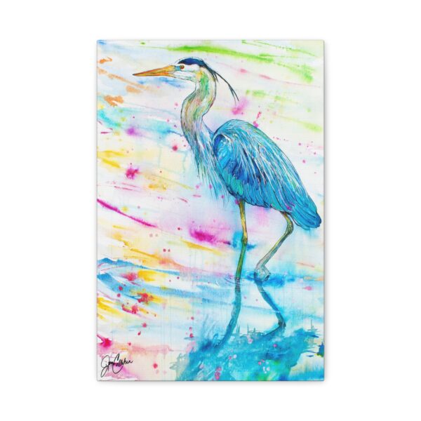Heron Walk Canvas Print — Blue Heron Stretched Matte Canvas (Ready to Hang)