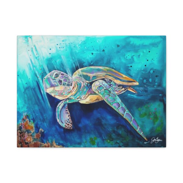Jen Callahan Art | Sunbeam Turtle Sea Turtle Canvas Print — Matte Stretched Canvas, Ready to Hang