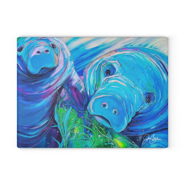 Mother Manatee Glass Cutting Board made with Jen Callahan Original Artwork