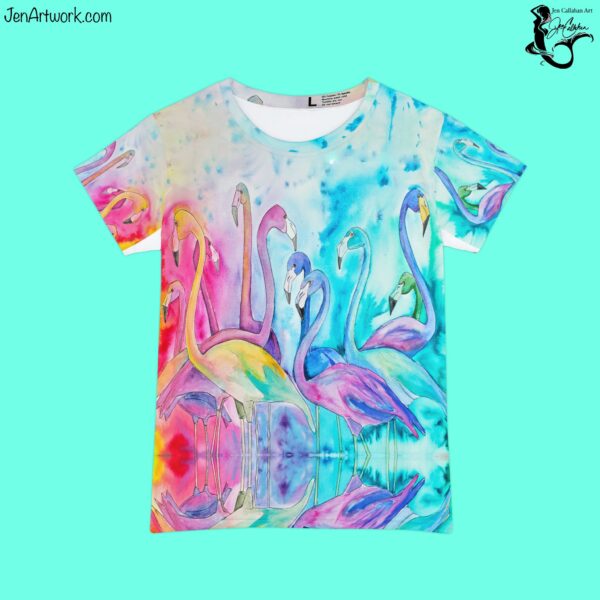 Jen Callahan Art | "Flamingo Gathering" Flamingos Short Sleeve T-Shirt