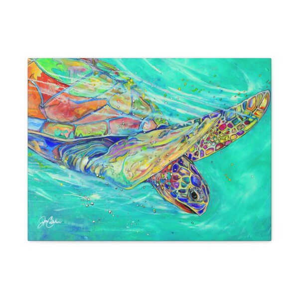 Jen Callahan Art | "Turquoise Turtle" Canvas Wall Art — Beach House Painting Reproduction