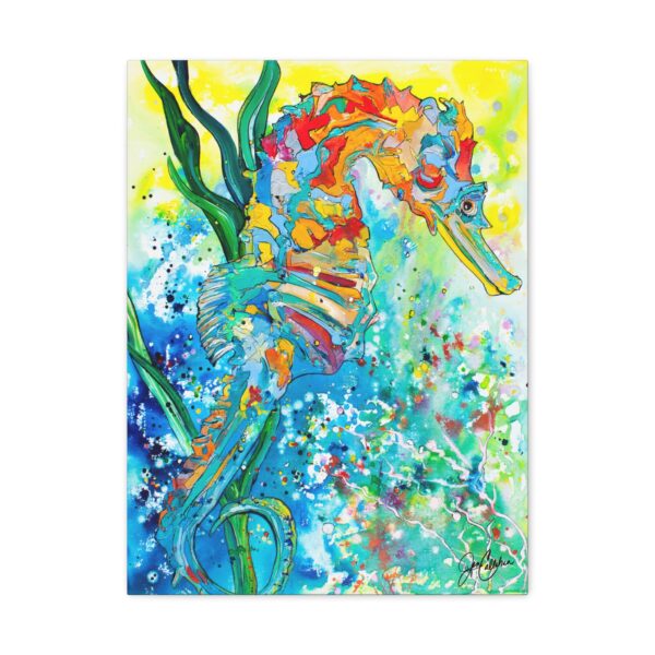 Seahorse One Matte Stretched Canvas — Beachy Wall Art by Jen Callahan