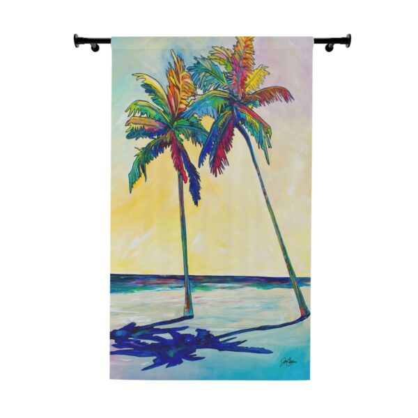 NEW💥Window Curtain Panels made with Jen Callahan's Painting "Lazy Days" 🌴Palm Tree