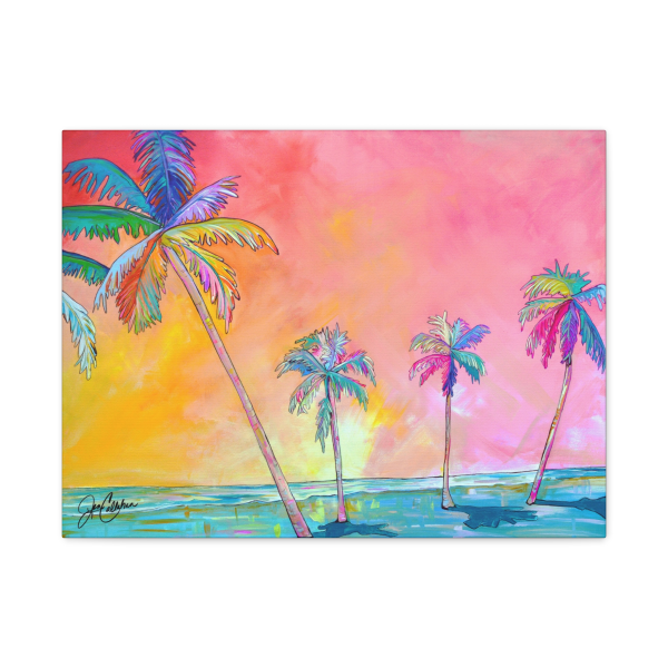 "Pastel Palm" Canvas Print — Palm Tree Painting Wall Art for Beach House Decor