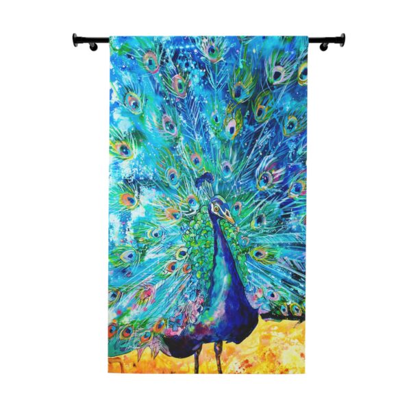 NEW💥Window Curtain Panels made with Jen Callahan's Painting 🦚"Peacock Blues"