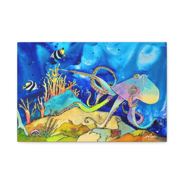 Octopus Rock Climb Canvas Print — Colorful Beach House Wall Art