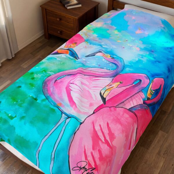 Flamingo Plush Blanket — 'Ornithologist' Birdwatcher Gift (60x80 Velveteen)