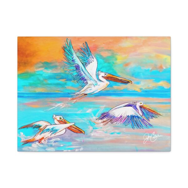 Jen Callahan Art | “CR White Pelicans” Canvas Print, Gallery Wrapped
