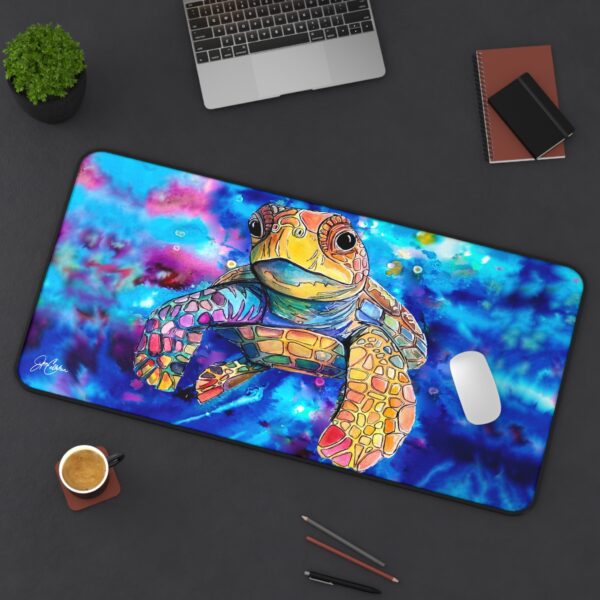 Baby Sea Turtle Desk Mat | Coastal Ocean Decor, Colorful Beach House Accent