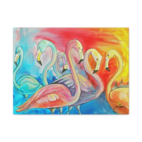 Jen Callahan Art | Rainbow Flamingos Pink Flamingo Wall Art Original Reproduction