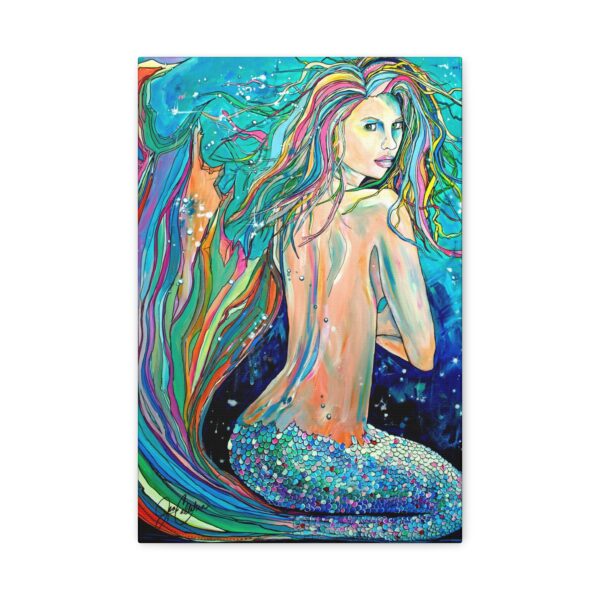 Jen Callahan Art | “Pastel Mermaid” Beach Decor Canvas Print Colorful